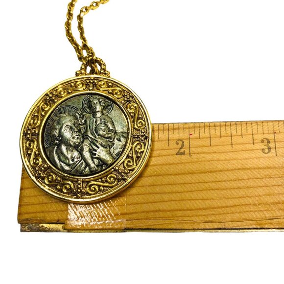 Vatican Library St. Christopher Protect Us Medallion Pendant Necklace 24" Gold - Picture 6 of 11